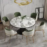 Flieks Ensemble de 6 chaises de salle à manger ergonomiques, avec pieds inclinés, pieds réglables, assises rembourrées, chaises de cuisine, dimensions 55x55x85 cm, couleur vert et doré
