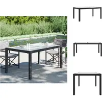 vidaXL Table de jardin 150x90x75 cm Verre trempé Poly rotin Noir - Tables de jardin