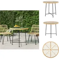 vidaXL Table de salle à manger Ø80 cm verre dur et acier - Tables de jardin
