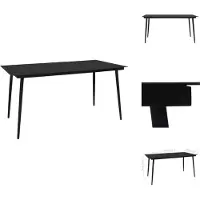 vidaXL Table de jardin noire 150x80x74 cm Acier et verre - Tables de jardin