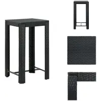 vidaXL Table d'extérieur noire, 60,5 x 60,5 x 110,5 cm, en résine tressée - Tables de jardin
