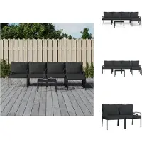 vidaXL Ensemble de salon de jardin 6 pièces avec coussins gris en acier - Ensembles de mobilier de jardin