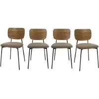 CALICOSY - Lot de 4 Chaises en tissu côtelé taupe L44 cm - NOAN