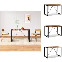 vidaXL Table de salle à manger en bois massif vieilli, 120 cm - Tables de salle à manger