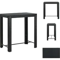 vidaXL Table de bar de jardin noire 100x60,5x110,5 cm Poly rotin - Tables de jardin