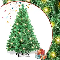 TolleTour LED 120CM Arbre de Noël artificiel Sapin vert Aiguilles PVC Arbre de décoration pour décoration de Noël avec guirlande lumineuse, avec 340 pointes