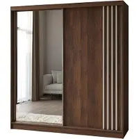 MargaretHadas24 Armoire Neli de 200 cm avec lamelles et miroir, comprenant 2 portes coulissantes. Armoire coulissante (couleur : noyer Warmia, lamelles blanches)
