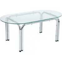 Oviala Table basse ovale en verre trempé transparent - Lewis