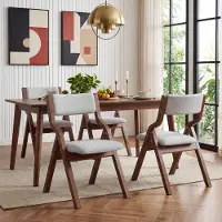 Flieks Ensemble de 4 chaises pliantes pour salle à manger, en lin, chaises en bois massif, pliables et empilables, chaises de cuisine, fauteuils rembourrés, couleur gris