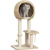 BellaFurn Arbre à chat avec griffoir | Couleur : Beige | Dimensions : 18,89 x 15,74 x 39,37 cm