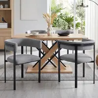 Flieks : Ensemble de 4 chaises de salle à manger avec dossier intégral, revêtues en tissu chenille, idéales pour la cuisine, confortables et respirantes, couleur gris