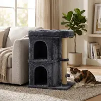 Northix Cat Tree with Caves & Bed, Dark Gray, 71 cm High