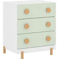 En.casa Commode pour enfants "Vaarentaa", dimensions 55 x 41 x 66 cm, avec 3 tiroirs, pieds en bois, couleur blanc/vert menthe