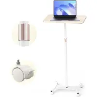StarTech.com Bureau debout réglable en hauteur - Roulettes verrouillables - Support pour ordinateur portable et projecteur - Capacité de charge jusqu'à 6,8 kg - Blanc