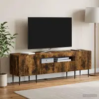 Prolenta Meuble TV exclusif HAARLEM, éclairage LED, 153 x 35 x 43 cm, en chêne fumé