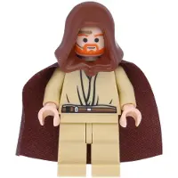 LEGO Minifigurine d'Obi-Wan Kenobi, représentant le personnage lorsqu'il était jeune, avec un casque doré (référence sw0234)