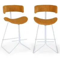 Costway Ensemble de 2 tabourets de bar , tabourets de bar en corde avec repose-pieds, tabourets de cuisine avec une hauteur d'assise de 64 cm, tabourets de bar avec dossier incurvé et pieds en métal