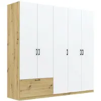 Dmora Lezame - Grande armoire, 225x210h cm blanc, 5 étagères
