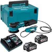 Makita BO 001 CGU201 : Ponceuse excentrique sans fil, 40 V max., diamètre 125 mm, excentrique de 5,0 mm, moteur sans balais, incluant 2 batteries 4,0 Ah, un chargeur et un coffret Makpac