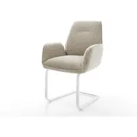 DELIFE Cantilever Zoa-Flex tissu tissé doux beige pied cantilever plat blanc resorts ensachés