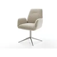 DELIFE Chaise-pivotante Zoa-Flex tissu tissé doux beige pied de chaise 4 branches acier inoxydable pivotement sur 360° fonction bascule resorts ensachés