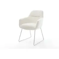 DELIFE Chaise-de-salle-à-manger Pejo-Flex bouclé doux beige pied trapèze acier inoxydable resorts ensachés
