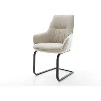 DELIFE Cantilever Zelia-Flex avec accoudoirs tissu tissé doux beige pied cantilever plat noir ressorts ensachés