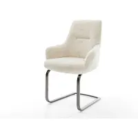 DELIFE Cantilever Zelia-Flex avec accoudoirs peluche crème-blanc pied cantilever plat grafiete ressorts ensachés