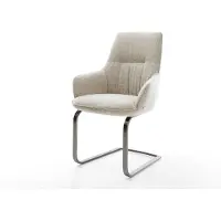 DELIFE Cantilever Zelia-Flex avec accoudoirs tissu tissé doux beige pied cantilever plat grafiete ressorts ensachés