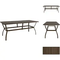 vidaXL Table de jardin marron, 190x80x72 cm, en acier - Tables de jardin