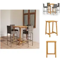 vidaXL Ensemble bar de jardin 5 pièces avec coussins Gris - Ensembles de meubles de jardin