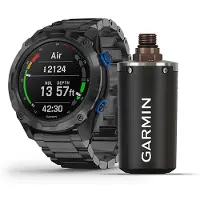 Garmin Descent Mk2i, couleur gris titane, bracelet en titane noir + détecteur T1