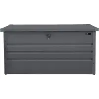 Axi Miles Coffre De Jardin En Métal - 400L, Anthracite 132X60X62Cm - Coffre De Rangement Extérieur Avec Fond Et Serrure - Meuble Exterieur Rangement