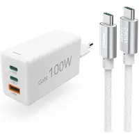 Hama 200027 Bloc d'alimentation pour ordinateur portable 100 W + câble de 1,5 m C-C (100 W), Alimentation pour notebook, Blanc