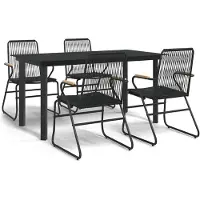 vidaXL Ensemble de jardin 5 pièces noir rotin PVC