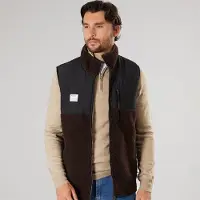 Resterods Gilet Polaire zippé Homme à empiècements Brun