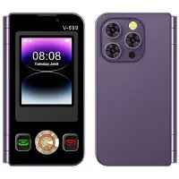 YONIS Téléphone Portable Double Écran 2.8 Pouces Dual SIM BT 3.0 Batterie 1350mAh Violet