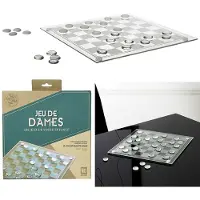 Mister Gadget Jeu de Dames - - Verre - Blanc et Noir