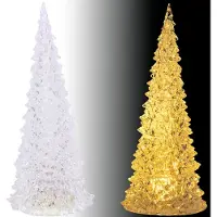 Carrefour Home Sapin de Noël décoratif transparent à LED 27 cm - Éclairage blanc chaud