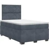 Syfax Lit Boxspring avec matelas Gris foncé 120 x 190 cm Velours