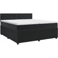 Syfax Lit boxspring avec matelas noir 200 x 200 cm velours