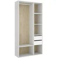 Dmora Maon - Grande Armoire, 98x205h cm Blanc, 2 Tiroirs