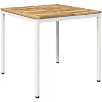 vidaXL Table de jardin blanche, 80 x 80,5 x 75 cm, en bois d'acacia massif