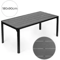 Northio Table de jardin 8 places en polywood, 180 × 90 cm, grise