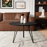 Idohome - Table basse ronde RIO, diamètre 67 cm, couleur : noir/noir mat