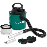 Vonroc Aspirateur à cendres 20V – 2.0Ah – Réservoir 12L | 2 batteries et chargeur rapide incl.