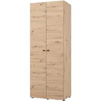 Dmora Pomar - Armoire 2 Portes, 79x208h cm Chêne Brun, Porte-manteau
