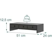 Relaxdays Rehausse écran, Réhausseur pour moniteur, Noir