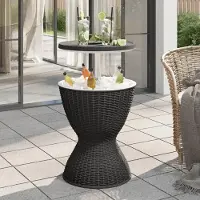 Markenlos Table bistrot pour l'extérieur, table haute et table de jardin en bois d'acacia massif, dimensions 150 x 90 x 75 cm, idéale pour les jardins, les terrasses et les fêtes de fin d'année