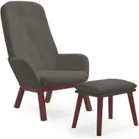 vidaXL Fauteuil relax avec pouf gris foncé velours